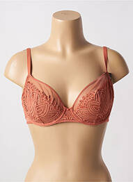 Sutien efect material satinat sutien cupe întregi cu decolteu înalt portocaliu SANS COMPLEXE femme