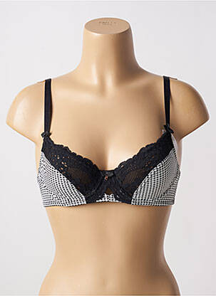 Sutien efect material satinat sutien cupe întregi cu decolteu înalt negru ESCORT femeie