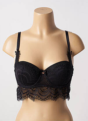 Sutien efect material satinat top sutien modelat negru ESCORT femeie