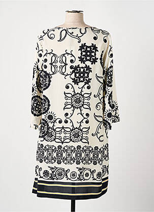 Rochie midi imprimeu floral mâneci 3/4 bej MARIA BELLENTANI femeie