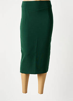 Fustă midi talie cu cleme verde COTTONADE femeie