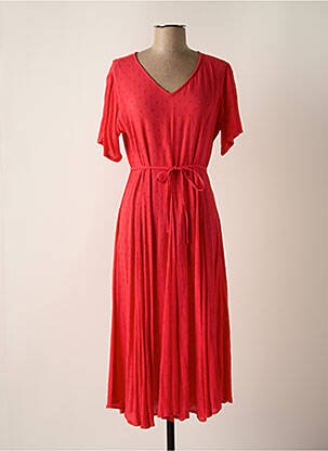 Rochie midi mâneci scurte mâneci scurte roz ORIENTIQUE NATURALLY femeie