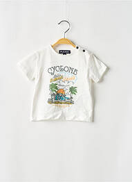 Tricou croială dreaptă mâneci scurte alb PLEASE garcon