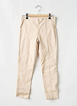 Pantalon slim țesătură poplin bej PLEASE fată