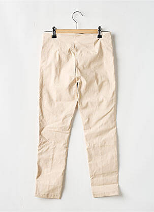 Pantalon slim țesătură poplin bej PLEASE fată