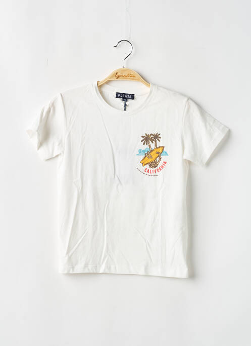 Tricou alb PLEASE băiat