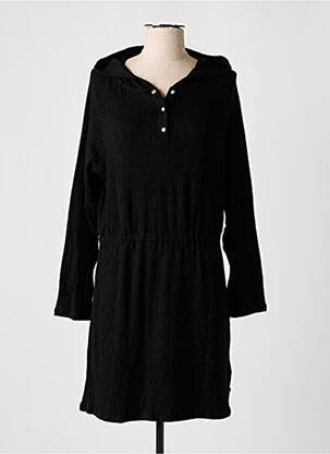 Rochie midi închidere presată mâneci lungi negru LE TEMPS DES CERISES fată