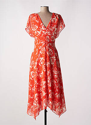 Rochie midi imprimeu floral mâneci scurte portocaliu ESPRIT femeie