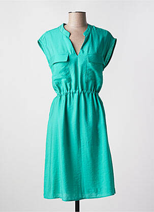 Rochie midi țesătură crep mâneci scurte verde C'EST BEAU LA VIE femeie