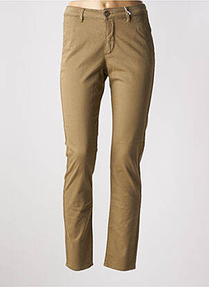 Pantalon chino țesătură poplin mărime normală verde HAPPY femeie