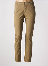 Pantalon chino țesătură poplin mărime normală verde HAPPY femme
