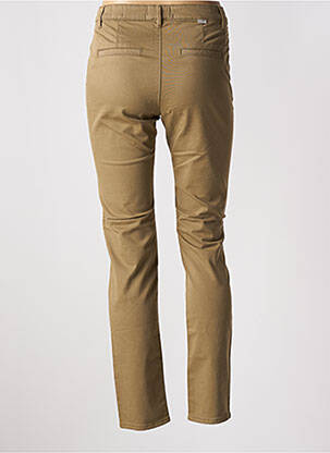 Pantalon chino țesătură poplin mărime normală verde HAPPY femeie