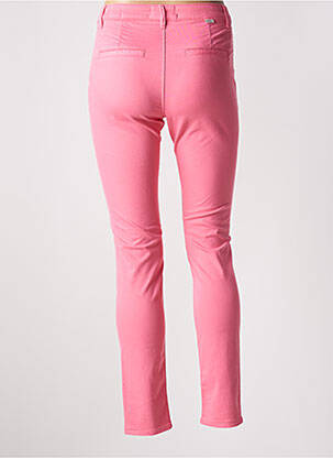 Pantalon chino țesătură poplin mărime normală roz închis HAPPY femeie
