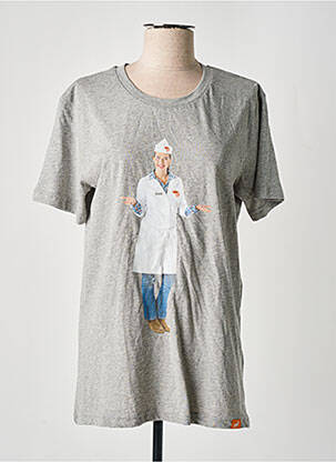 Tricou serigrafie mâneci scurte gri REALLY DOESN'T MATTER femeie