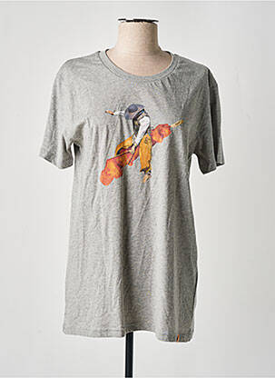Tricou croială dreaptă mâneci scurte gri REALLY DOESN'T MATTER femeie