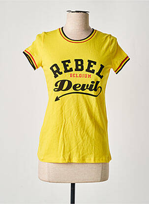 Tricou serigrafie mâneci scurte galben WE ARE femeie