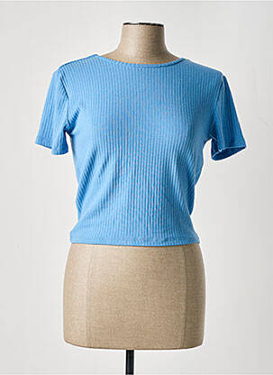 Tricou elasticitate mâneci scurte albastru MANGO femeie