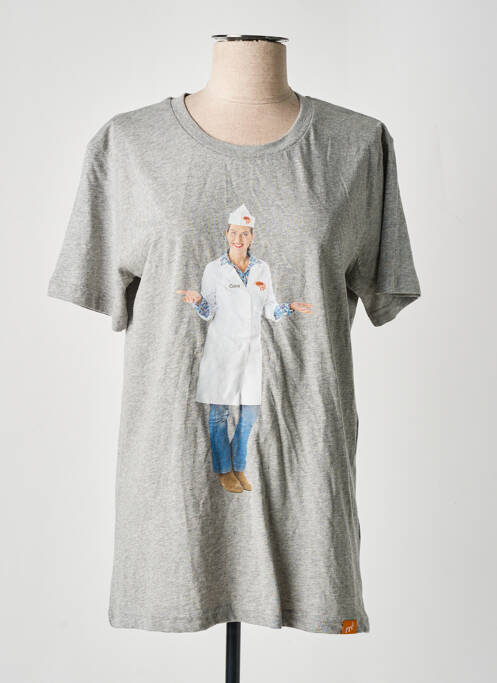 Tricou serigrafie mâneci scurte gri REALLY DOESN'T MATTER femme