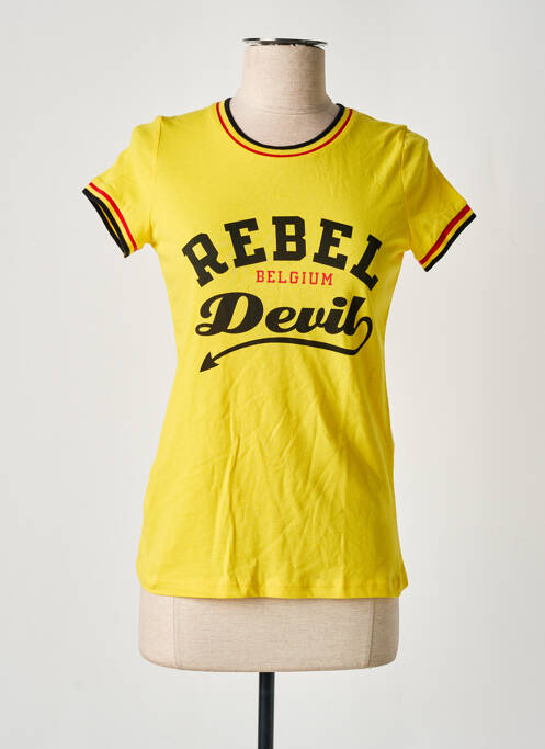 Tricou serigrafie mâneci scurte galben WE ARE femme