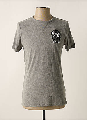 Tricou broderie mâneci scurte gri BLACK AND GOLD bărbat