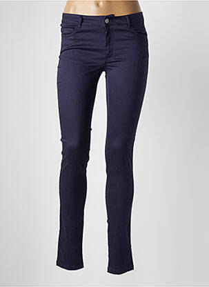 Pantalon slim țesătură poplin mărime normală albastru FLAIR femeie