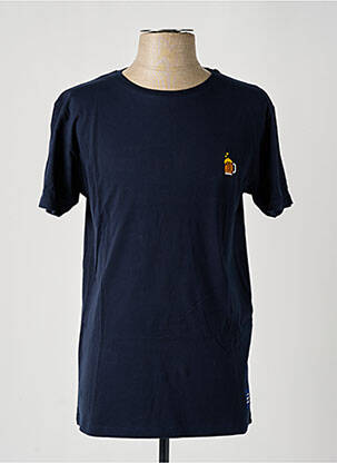 Tricou broderie mâneci scurte albastru PULL IN bărbat