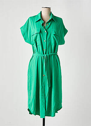 Rochie midi croială fluidă mâneci scurte verde UNIKA femeie