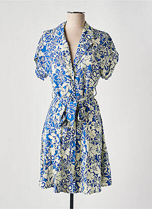 Rochie midi imprimeu floral mâneci scurte albastru GOA femeie
