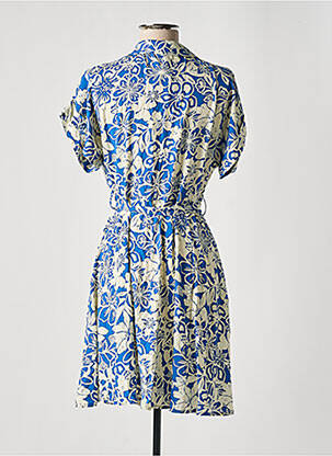 Rochie midi imprimeu floral mâneci scurte albastru GOA femeie