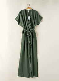 Salopetă-pantalon țesătură crep mâneci scurte verde TIFFOSI femme