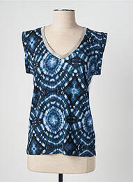 Tricou guler în v mâneci scurte albastru SEE THE MOON femme