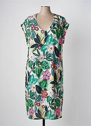 Rochie midi imprimeu floral mâneci scurte verde MAE MAHE femeie