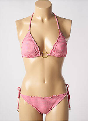 Costum de baie din două piese elasticitate top triunghiuri roz BANANA MOON femeie