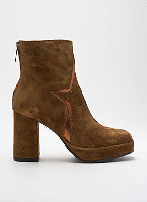Botine/ghete material neted toc de 4 la 6 cm maro ROSEMETAL femeie