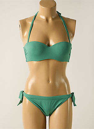 Costum de baie din două piese elasticitate top bentiță verde KIWI femeie