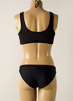 Costum de baie din două piese efect material satinat negru SEAFOLLY fată