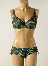Costum de baie din două piese elasticitate sutien cupe întregi cu decolteu înalt verde OLYMPIA femme