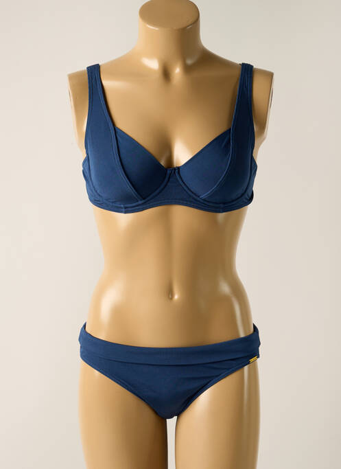 Costum de baie din două piese elasticitate sutien cupe întregi cu decolteu înalt albastru MISS CARAÏBES femme