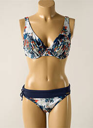 Costum de baie din două piese elasticitate sutien cupe întregi cu decolteu înalt albastru LAGON BLEU femeie