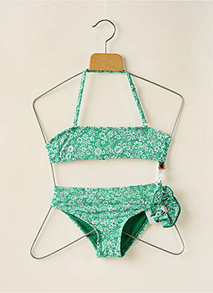 Costum de baie din două piese efect material satinat verde DAG ADOM fată