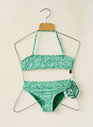 Costum de baie din două piese efect material satinat verde DAG ADOM fille