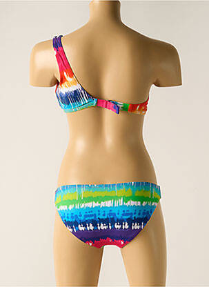 Costum de baie din două piese efect material satinat roz DAG ADOM fată