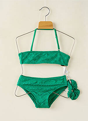 Costum de baie din două piese efect material satinat verde DAG ADOM fată