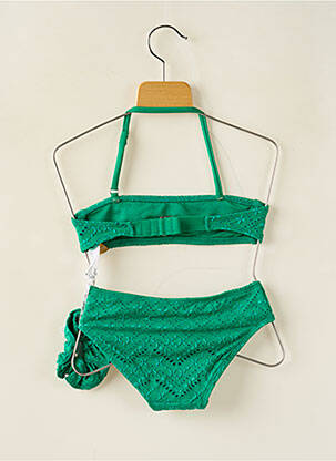 Costum de baie din două piese efect material satinat verde DAG ADOM fată