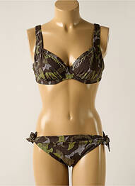 Costum de baie din două piese elasticitate sutien cupe întregi cu decolteu înalt verde OLYMPIA femme
