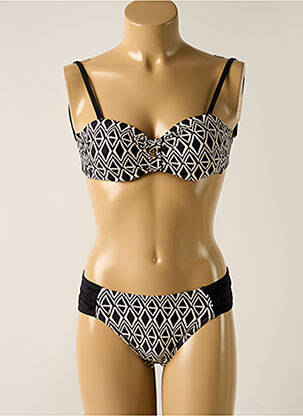 Costum de baie din două piese elasticitate top bentiță negru MISS CARAÏBES femeie