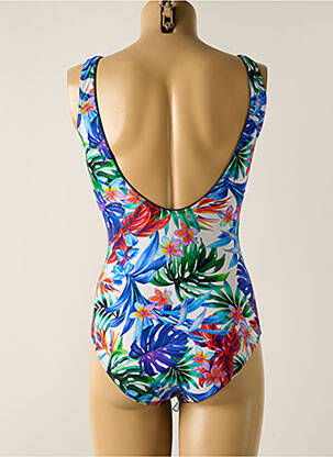 Costum de baie dintr-o singură piesă efect material satinat top triunghiuri albastru MISS CARAÏBES femeie