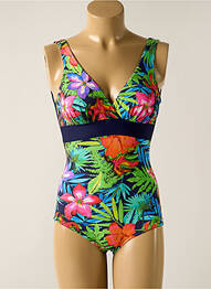 Costum de baie dintr-o singură piesă efect material satinat top triunghiuri albastru SUN PLAYA femme