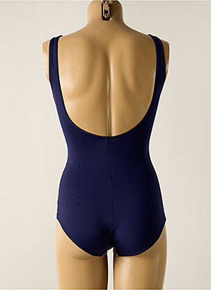 Costum de baie dintr-o singură piesă efect material satinat top triunghiuri albastru SUN PLAYA femeie