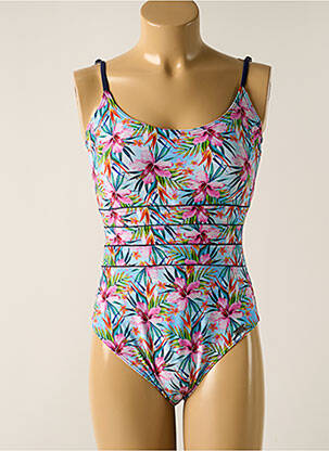 Costum de baie dintr-o singură piesă efect material satinat top sutien modelat albastru MISS CARAÏBES femeie